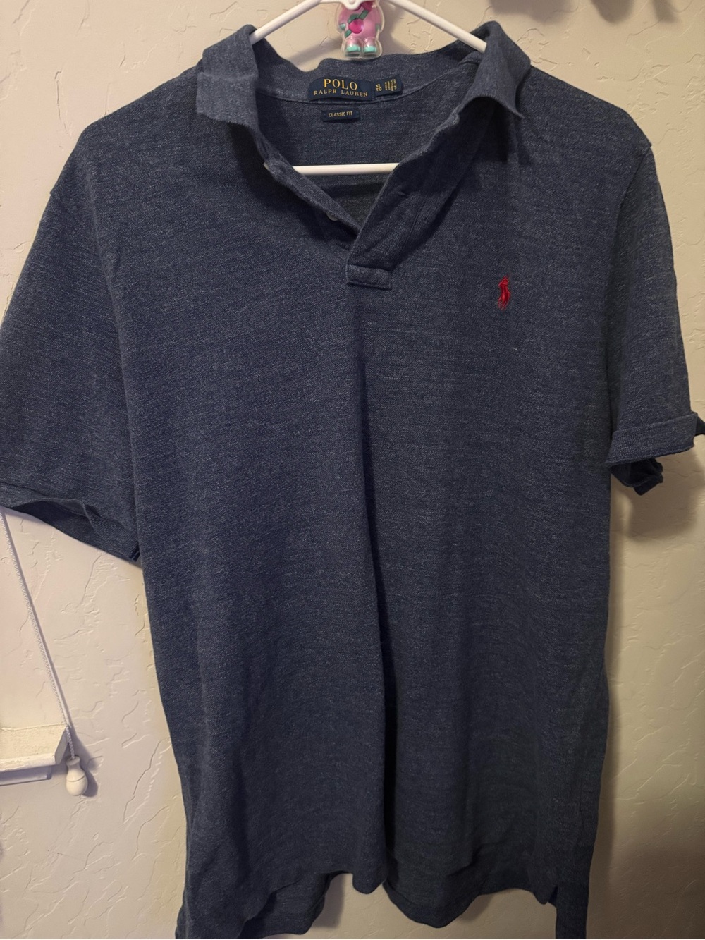 Ralph Lauren Men's Heather Navy Polo with Red Pony